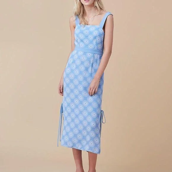Diane Von Furstenberg | Dresses | Diane Von Furstenberg Embroidered Open  Back Midi Dress Bluewhite Size 2 | Poshmark